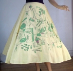 Sporty Novelty Print Vintage 50s Circle Skirt
