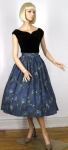 Novelty Mandolin Print Vintage 50s Full Skirt