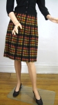 Geometric Plaid Vintage 60s Wool Pleated Skirt