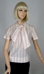 Adorable Vintage 60s Heart Print Tie Blouse