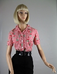 Gingham Vintage 50s Daisy Print Blouse/Top