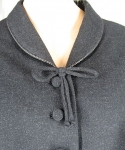 Dark Charcoal Vintage 50s Cute Bow Detailed Jacket
