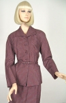 Chic Vintage 50s Belted Structured Plaid Suit