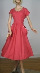 Reddish Rose Pink Vintage 50s Button-y Pocket-y Dress 03.jpg
