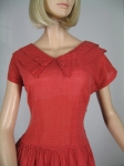Red Swiss Dot Vintage 50s Nautical Style Dress 03.jpg