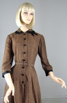 Tweedy Brown Vintage 50s Full Skirt Dress 02.jpg