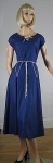 Vivid Blue Piped Vintage 50s Full Skirt Cotton Dress 02.jpg