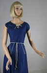 Vivid Blue Piped Vintage 50s Full Skirt Cotton Dress 03.jpg