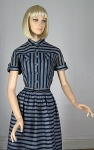 Graphic Vintage 50s Striped Black & Blue Dress 02.jpg