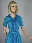 Turquoise Vintage 60s Border Print Shirt Dress 02.jpg