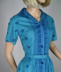 Turquoise Vintage 60s Border Print Shirt Dress 03.jpg
