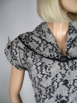 Cutest Vintage 50s Black and White Pixel Lace Print Cotton Dress 02.jpg