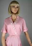 Sweet Vintage 50s Pink Linen Soutache And Rhinestone Trim Dress 03.jpg
