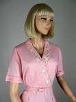 Sweet Vintage 50s Pink Linen Soutache And Rhinestone Trim Dress 05.jpg
