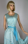 Geo Vintage 70s Aqua Stripe Dress with Full Skirt  03.jpg