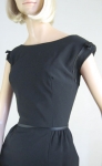 Sleek Satin Trimmed Vintage 60s Black Cocktail Dress 5.jpg