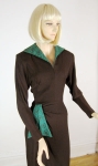 Saucy Vintage 40s Chocolate & Mint Crepe Dress 3.jpg