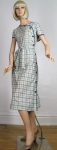 Asymmetrical Buttoned Vintage 50s Plaid Dress 02.jpg