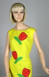 Sunny Yellow Vintage 60s Applique Shift Dress 03.jpg