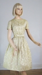 Golden Rose Brocade 60s Full Skirt Dress 2.jpg