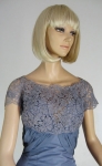 Beautiful Terry Allen Vintage 50 Powder Blue Silk Wiggle Dress
