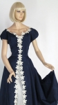 Blue Taffeta Vintage 50s Appliqued Party Dress 06.jpg