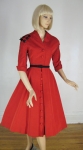 Cherry Red Vintage 50s Faille Coat Dress 04.jpg