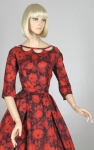 Knock-Out Vintage 50s Red Floral Print Dress 02.jpg