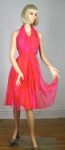 Fiery Flame Pink Jack Bryan Vintage 60s Halter Dress 02.jpg