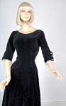 Curve Hugging Toni Todd Vintage 50s Velvet Full Skirt Dress 02.jpg