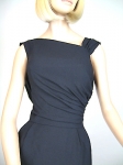 One Shoulder Asymmetrical Vintage 60s Draped Black Gown 03.jpg