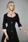 Dramatic Vintage 50s Black and Pink Dress with Giant Buttons 02.jpg