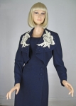 Chic Vintage 50s Navy Crepe Dress with Lace & Rhinestone Bolero 02.jpg
