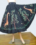 Comical Vintage 50s Giraffe Print Novelty Print Skirt