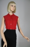 Cherry Red Pintuck Vintage 50s Bib Front Blouse 02.jpg