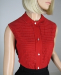 Cherry Red Pintuck Vintage 50s Bib Front Blouse 04.jpg