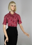 Cute Vintage 60s Red Bandana Print Blouse