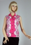 Hot Pink Vintage 60s Border Print Heraldic Crest Top 02.jpg