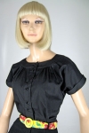 Perfect Black Vintage 60s Cotton Blouse