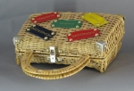 Fun Vintage 60s Novelty Wicker Travel Theme Bag  02.jpg