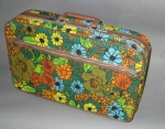 Lush Floral Print Vintage 70s Overnight Suitcase
