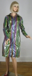 Shiny Plastic Vintage 70s Striped Spring Rain Coat