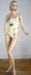 Racy Vintage 80s Novelty Print Maillot Swimsuit