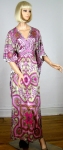 Lush Paisley Vintage 70s Scarf Print Caftan Gown